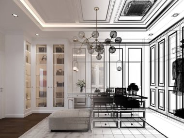 İç mekan dolap odasının tasarımı, 3D görüntüleme