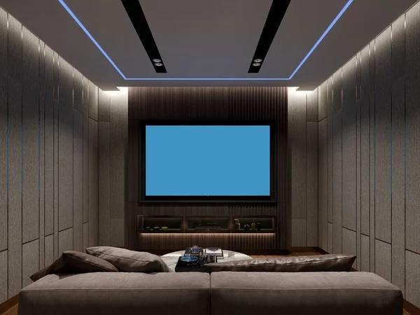3d rendering of interior home theater, interior design