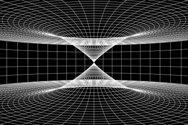 perspektif ızgara çizgisi olan siyah boşluk, 3d oluşturma