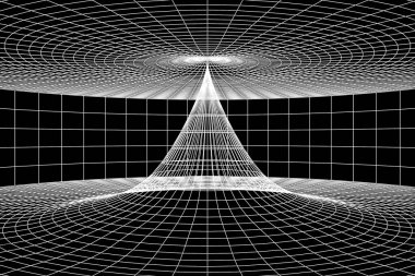 perspektif ızgara çizgisi olan siyah boşluk, 3d oluşturma