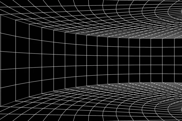 black  space with  perspective grid line, 3d rendering