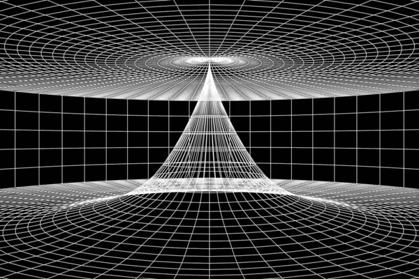 black  space with  perspective grid line, 3d rendering