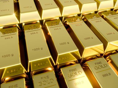 Birçok Altın Çubuğu ya da Ingot, 3D oluşturma