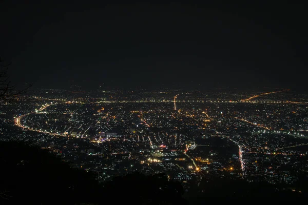 Paisaje Nocturno Ciudad Punto Vista Superior Chiang Mai Tailandia — Foto de Stock
