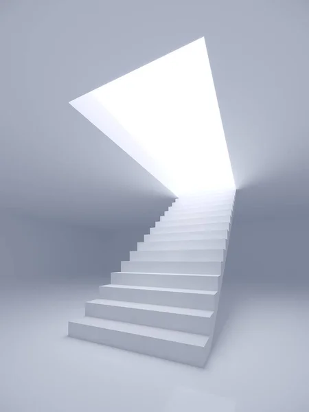 白い空間の白い階段3Dレンダリング — ストック写真