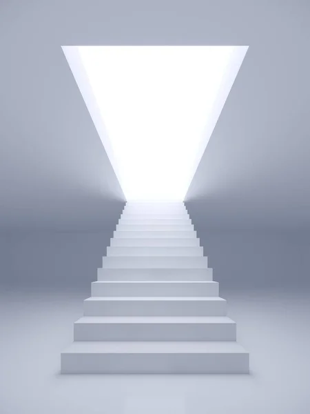 白い空間の白い階段3Dレンダリング — ストック写真