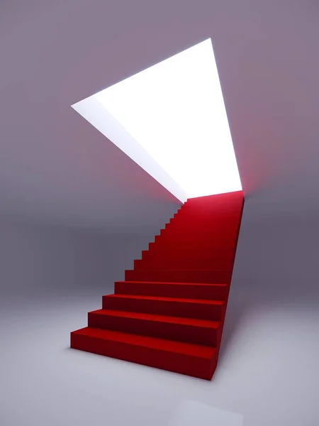 Rote Treppe Weißen Raum Rendering — Stockfoto