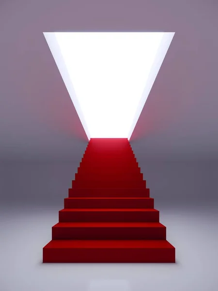 白い空間の赤い階段3Dレンダリング — ストック写真