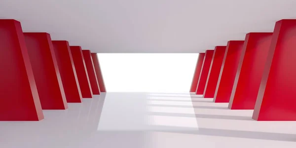 赤い列の空のスペースのインテリア 3Dレンダリング — ストック写真