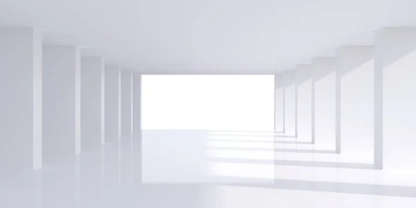 Lege Witte Ruimte Interieur Met Zonlicht Schaduw Rendering — Stockfoto