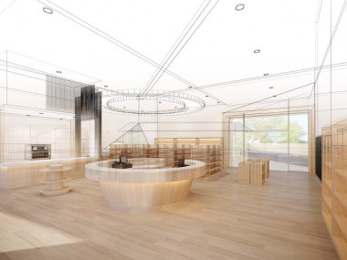 Süpermarketin soyut tasarımı, 3D görüntüleme