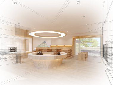 Süpermarketin soyut tasarımı, 3D görüntüleme