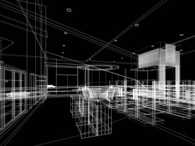 Süpermarketin soyut tasarımı, 3D görüntüleme