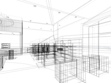 Süpermarketin soyut tasarımı, 3D görüntüleme