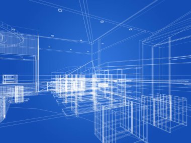 Süpermarketin soyut tasarımı, 3D görüntüleme