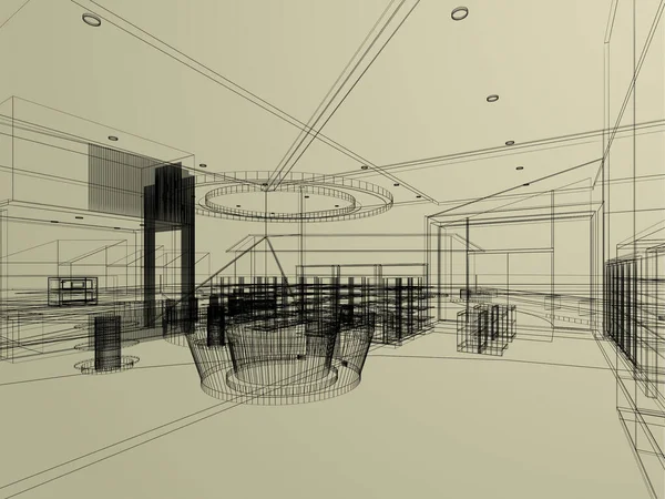 Абстрактний Ескізний Дизайн Супермаркету Візуалізація — стокове фото