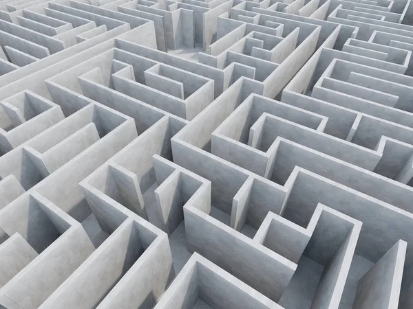 Infindável Espaço Concreto Labirinto Renderização — Fotografia de Stock