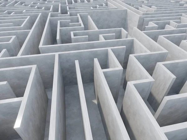 無限の迷路のようなコンクリート空間3Dレンダリング — ストック写真