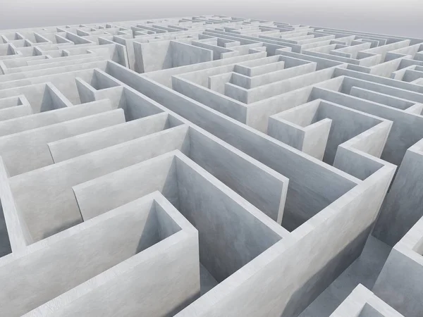 无尽的迷宫混凝土空间 3D渲染 免版税图库照片