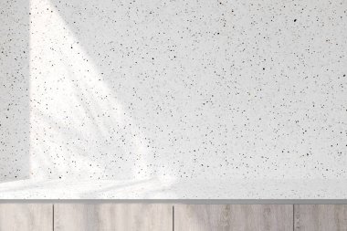 Beyaz terrazzo ile alçak dolap boşluğu oluşturuluyor