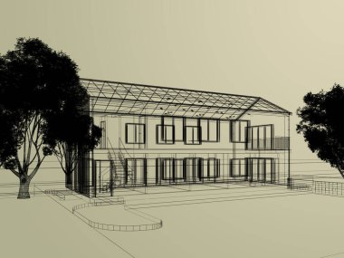 Evin eskiz tasarımı, 3D kablo çerçevesi