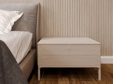 3D görüntüleme, komodinin boş alanını modern yataklı komodinle kapatır