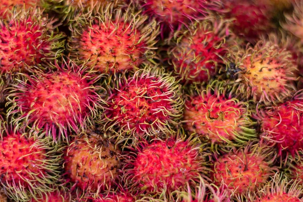 Rambutan Red Peel Rambutan Thai Fruits Market — Stock Photo, Image