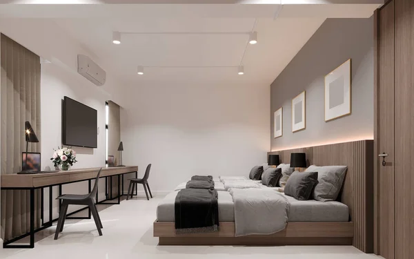Diseño Boceto Dormitorio Interior Marco Alambre Renderizado — Foto de Stock