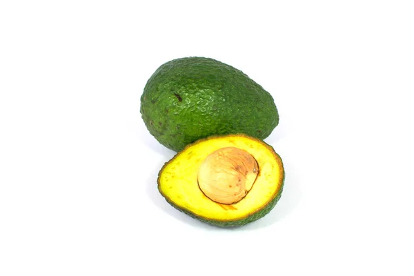 Whole Avocado Cut Half Isolated White Background — Stock Photo, Image