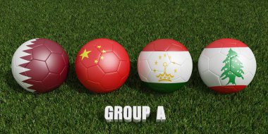Futbol kupası grupları a. 2023 Asya Kupası turnuvası. 3d oluşturma