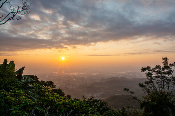 Sunset twilight at Doi Tung, Chiang Rai in Thailand