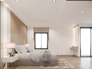 3D render iç yatak odası