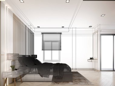 3D render iç yatak odası