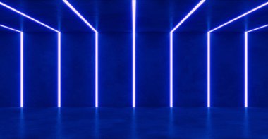 mavi ışıklandırmalı iç boşluk l, 3d oluşturma