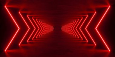 kırmızı ışıklandırmalı iç boşluk, 3D görüntüleme bilimkurgu kavramı