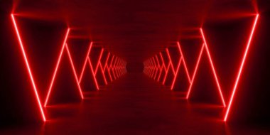 kırmızı ışıklandırmalı iç boşluk, 3D görüntüleme bilimkurgu kavramı