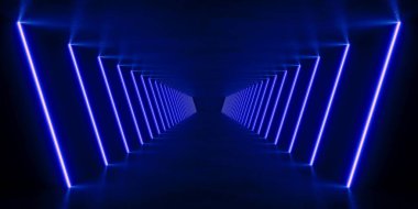 İçi boş mavi ışıklandırma, 3 boyutlu bilim kurgu canlandırma kavramı