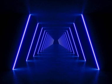 İçi boş mavi ışıklandırma, 3 boyutlu bilim kurgu canlandırma kavramı