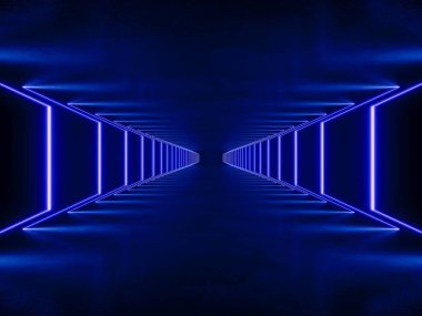 İçi boş mavi ışıklandırma, 3 boyutlu bilim kurgu canlandırma kavramı