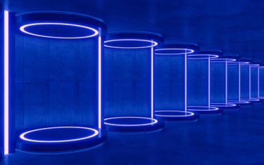 İçi boş mavi ışıklandırma, 3 boyutlu bilim kurgu canlandırma kavramı