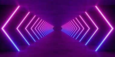 İç boşluğu olan renkli modern ışıklandırma, 3 boyutlu bilim kurgu kavramı