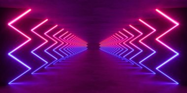 İç boşluğu olan renkli modern ışıklandırma, 3 boyutlu bilim kurgu kavramı