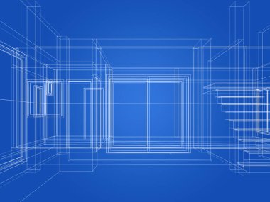 modern boş salon iç tasarımı, 3D görüntüleme