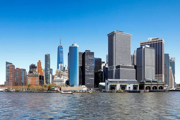 Barevný Denní Panorama Pohled New York City Manhattan — Stock fotografie