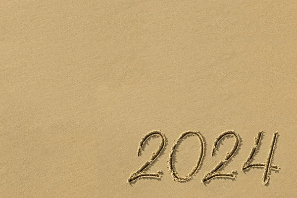 2024年 砂浜の海岸に書かれた — ストック写真