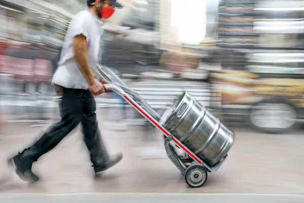 Delivery Goods Dolly Hand Purposely Motion Blur — Stock Photo, Image