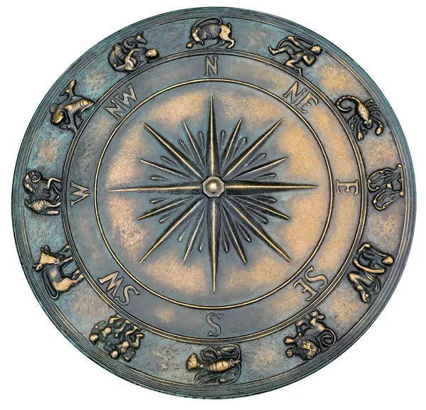 Fragment Dekorativní Kompasu Body Severní Jižní Východní Západní Betonové Půdě Stock Snímky