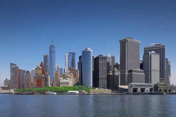 Панорамний Вид Нью Йорк Манхеттенський Горизонт Хмарочосами Ліцензійні Стокові Фото