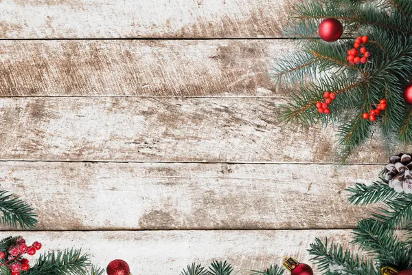 Boże Narodzenie Tło Elementy Dekoracyjne Ozdoba Rustykalna Białym Drewnianym Stole Zdjęcia Stockowe bez tantiem
