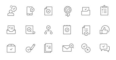 Check mark, quality control line icon. Approve sign, business quarantee mark outline editable stroke icon. Document confirm vector illustration.